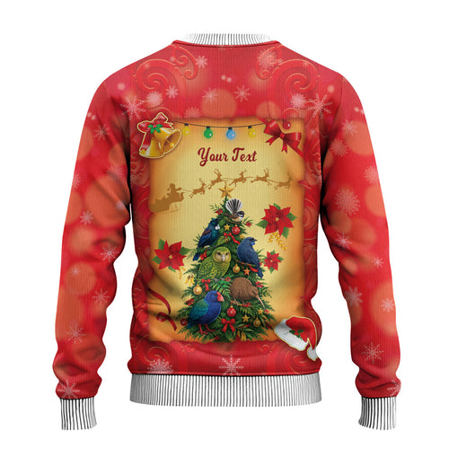 Personalised New Zealand Christmas Ugly Christmas Sweater Meri Kirihimete NZ Xmas Tree Animals