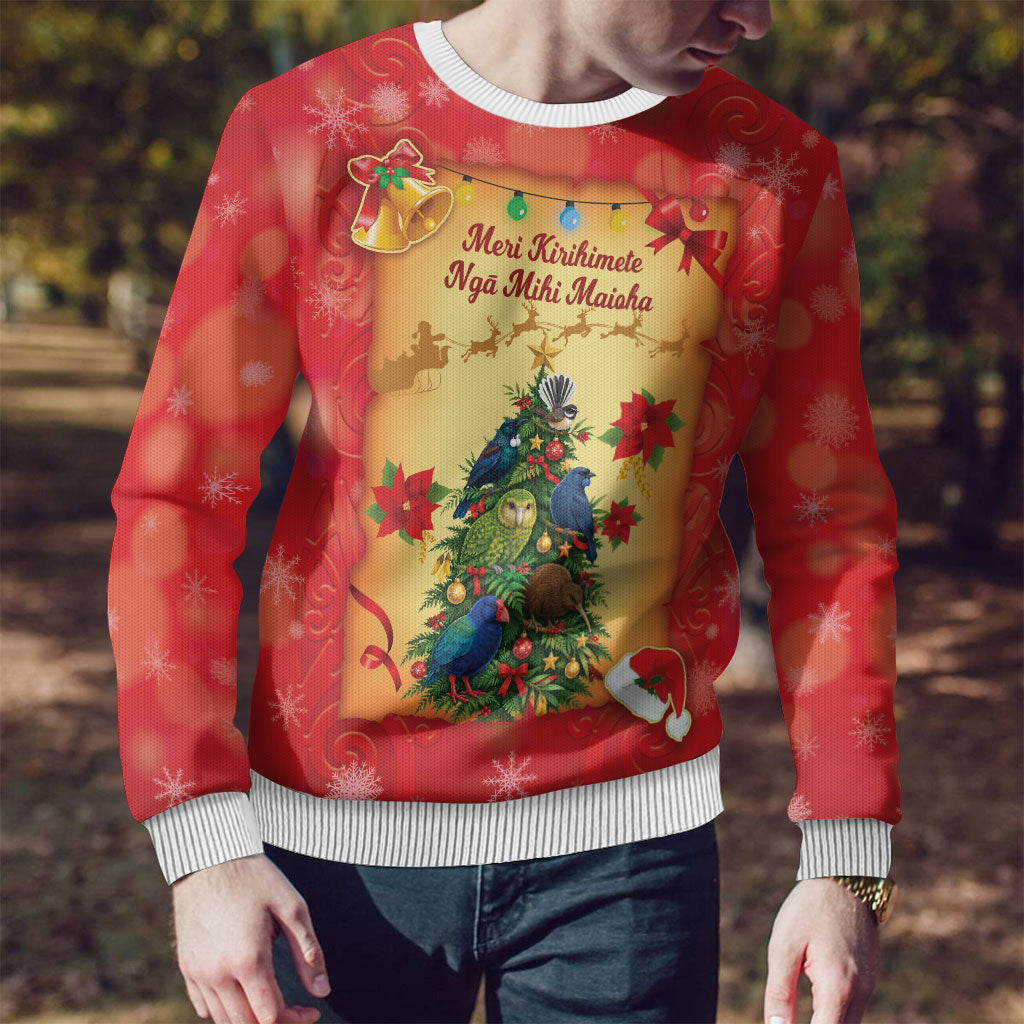 Personalised New Zealand Christmas Ugly Christmas Sweater Meri Kirihimete NZ Xmas Tree Animals