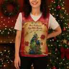 Personalised New Zealand Christmas Knitted V-Neck Vest Meri Kirihimete NZ Xmas Tree Animals