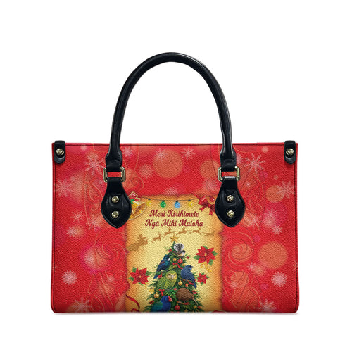 New Zealand Christmas Leather Bag Meri Kirihimete NZ Xmas Tree Animals