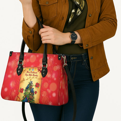 New Zealand Christmas Leather Bag Meri Kirihimete NZ Xmas Tree Animals