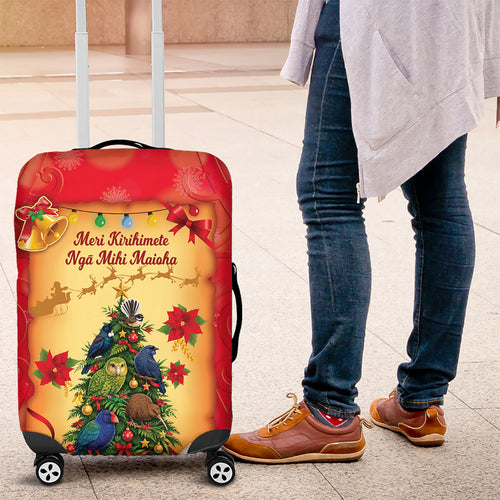 New Zealand Christmas Luggage Cover Meri Kirihimete NZ Xmas Tree Animals