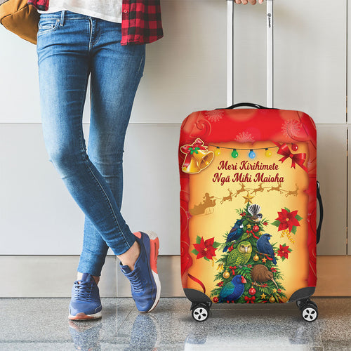 New Zealand Christmas Luggage Cover Meri Kirihimete NZ Xmas Tree Animals