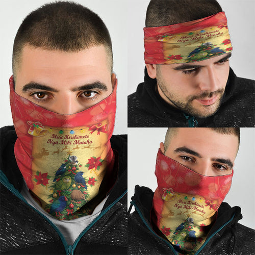 New Zealand Christmas Neck Gaiter Meri Kirihimete NZ Xmas Tree Animals