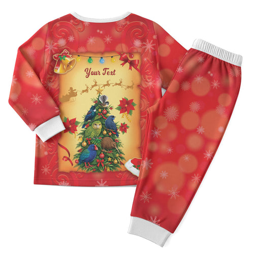 Personalised New Zealand Christmas Pajama Set Meri Kirihimete NZ Xmas Tree Animals