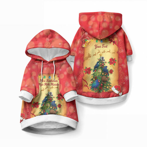 Personalised New Zealand Christmas Pet Hoodie Meri Kirihimete NZ Xmas Tree Animals
