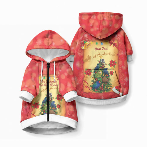 Personalised New Zealand Christmas Pet Hoodie Meri Kirihimete NZ Xmas Tree Animals