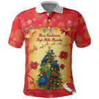 Personalised New Zealand Christmas Polo Shirt Meri Kirihimete NZ Xmas Tree Animals