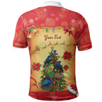 Personalised New Zealand Christmas Polo Shirt Meri Kirihimete NZ Xmas Tree Animals
