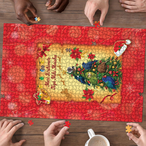 New Zealand Christmas Puzzle Meri Kirihimete NZ Xmas Tree Animals