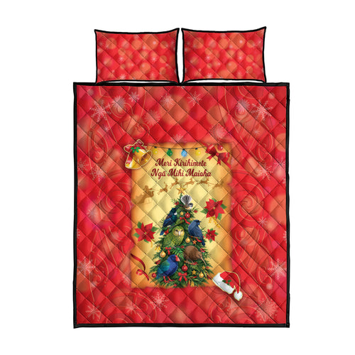 New Zealand Christmas Quilt Bed Set Meri Kirihimete NZ Xmas Tree Animals
