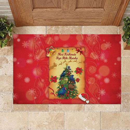 New Zealand Christmas Rubber Doormat Meri Kirihimete NZ Xmas Tree Animals