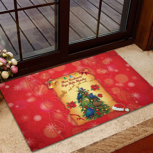 New Zealand Christmas Rubber Doormat Meri Kirihimete NZ Xmas Tree Animals