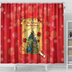 New Zealand Christmas Shower Curtain Meri Kirihimete NZ Xmas Tree Animals