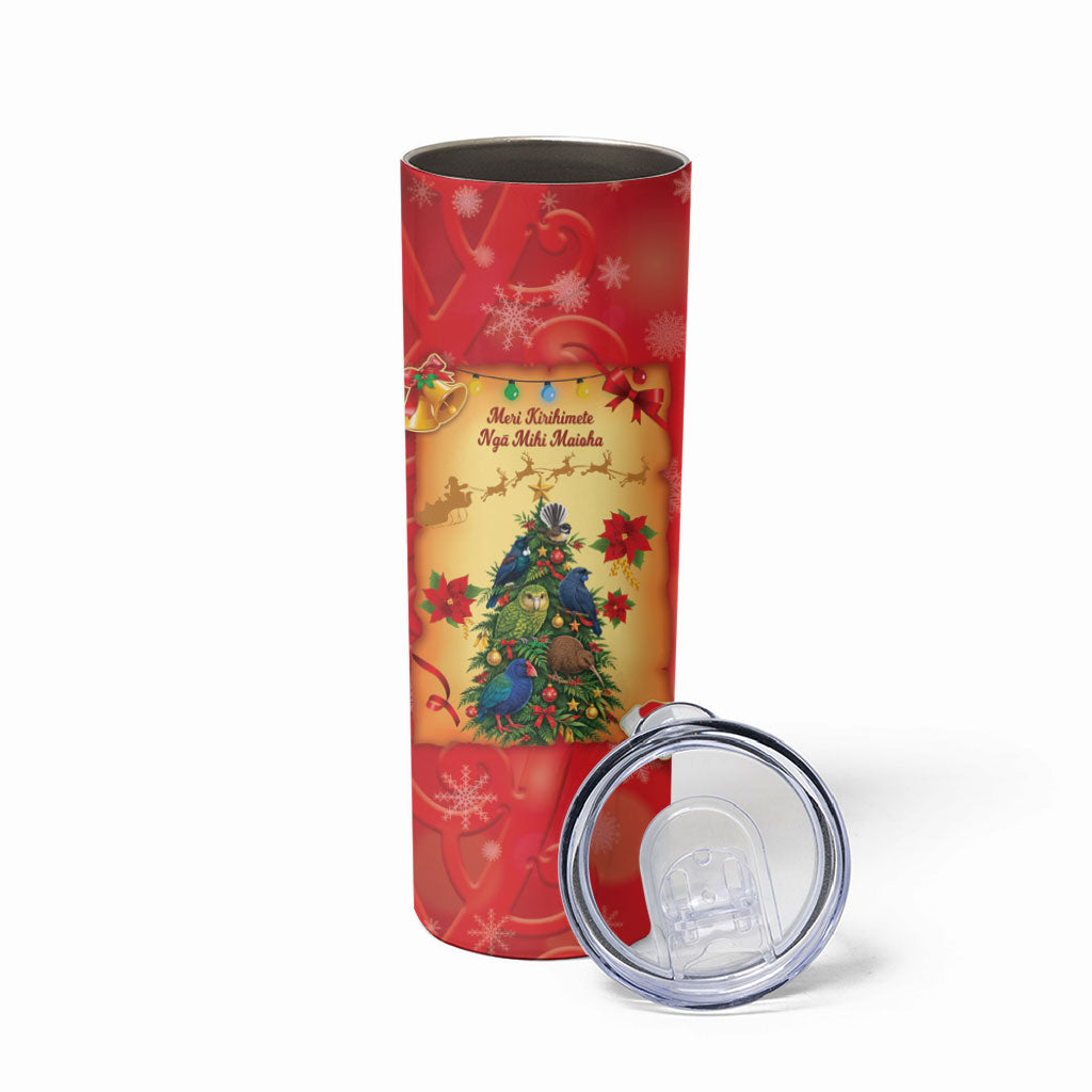 Personalised New Zealand Christmas Skinny Tumbler Meri Kirihimete NZ Xmas Tree Animals