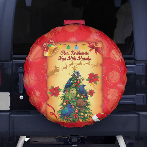 New Zealand Christmas Spare Tire Cover Meri Kirihimete NZ Xmas Tree Animals