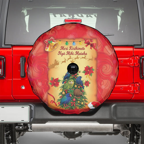 New Zealand Christmas Spare Tire Cover Meri Kirihimete NZ Xmas Tree Animals