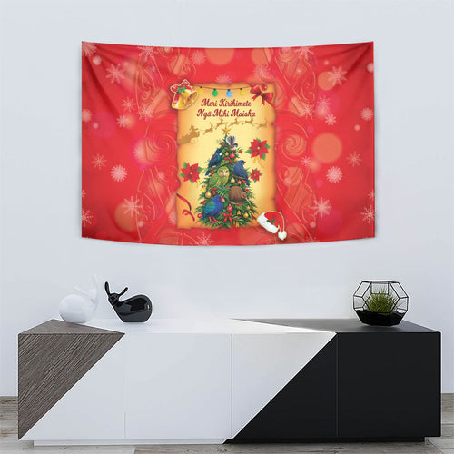 New Zealand Christmas Tapestry Meri Kirihimete NZ Xmas Tree Animals