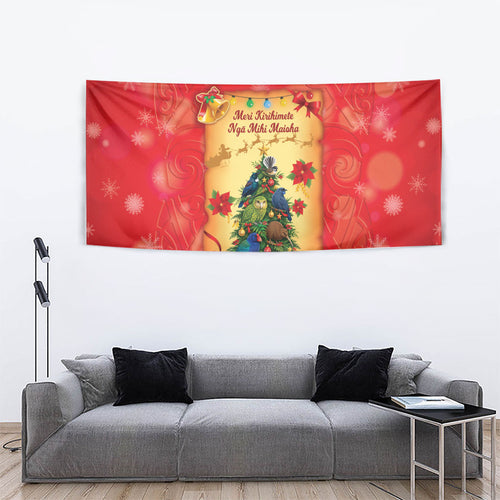 New Zealand Christmas Tapestry Meri Kirihimete NZ Xmas Tree Animals