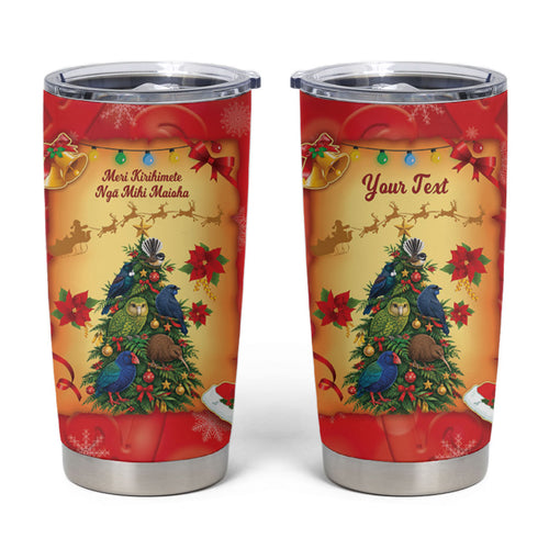 Personalised New Zealand Christmas Tumbler Cup Meri Kirihimete NZ Xmas Tree Animals