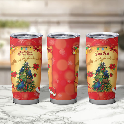 Personalised New Zealand Christmas Tumbler Cup Meri Kirihimete NZ Xmas Tree Animals