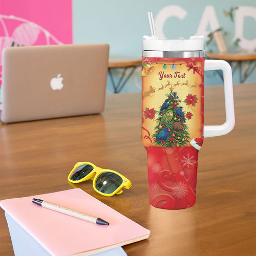 Personalised New Zealand Christmas Tumbler With Handle Meri Kirihimete NZ Xmas Tree Animals