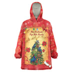 Personalised New Zealand Christmas Wearable Blanket Hoodie Meri Kirihimete NZ Xmas Tree Animals