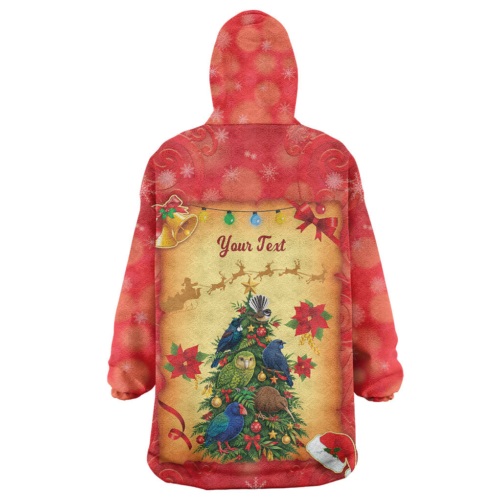 Personalised New Zealand Christmas Wearable Blanket Hoodie Meri Kirihimete NZ Xmas Tree Animals