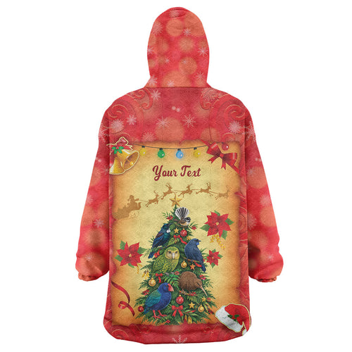 Personalised New Zealand Christmas Wearable Blanket Hoodie Meri Kirihimete NZ Xmas Tree Animals