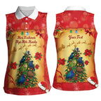 Personalised New Zealand Christmas Women Sleeveless Polo Shirt Meri Kirihimete NZ Xmas Tree Animals