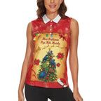 Personalised New Zealand Christmas Women Sleeveless Polo Shirt Meri Kirihimete NZ Xmas Tree Animals