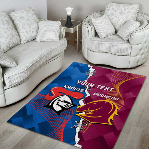 Custom Broncos And Knights Rugby Area Rug Dynamic Version