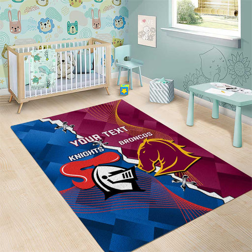 Custom Broncos And Knights Rugby Area Rug Dynamic Version
