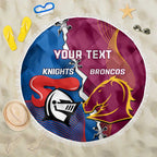 Custom Broncos And Knights Rugby Beach Blanket Dynamic Version