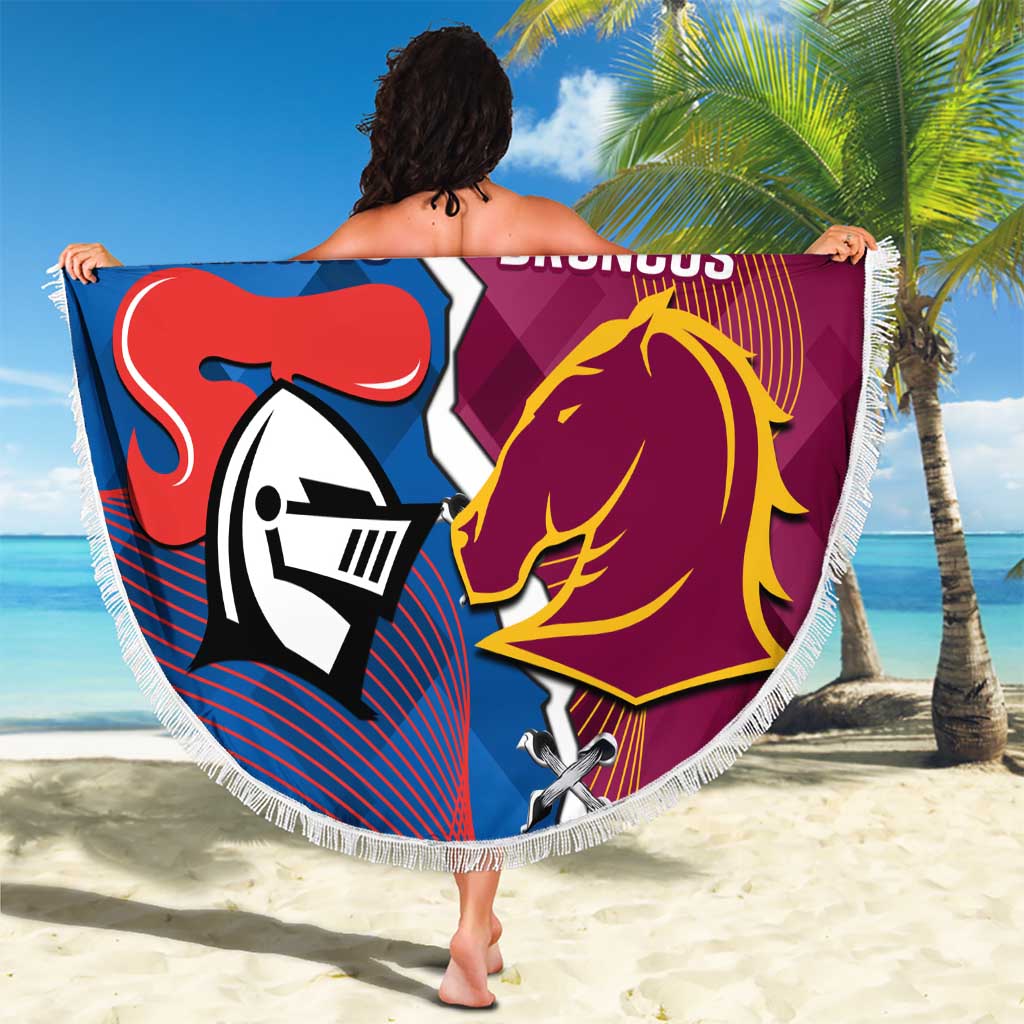 Custom Broncos And Knights Rugby Beach Blanket Dynamic Version