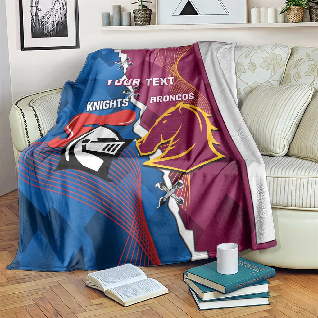 Custom Broncos And Knights Rugby Blanket Dynamic Version