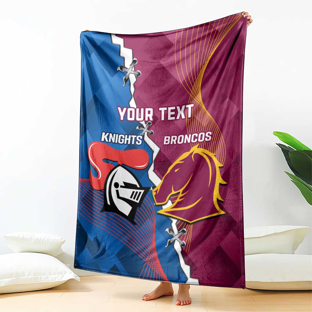 Custom Broncos And Knights Rugby Blanket Dynamic Version