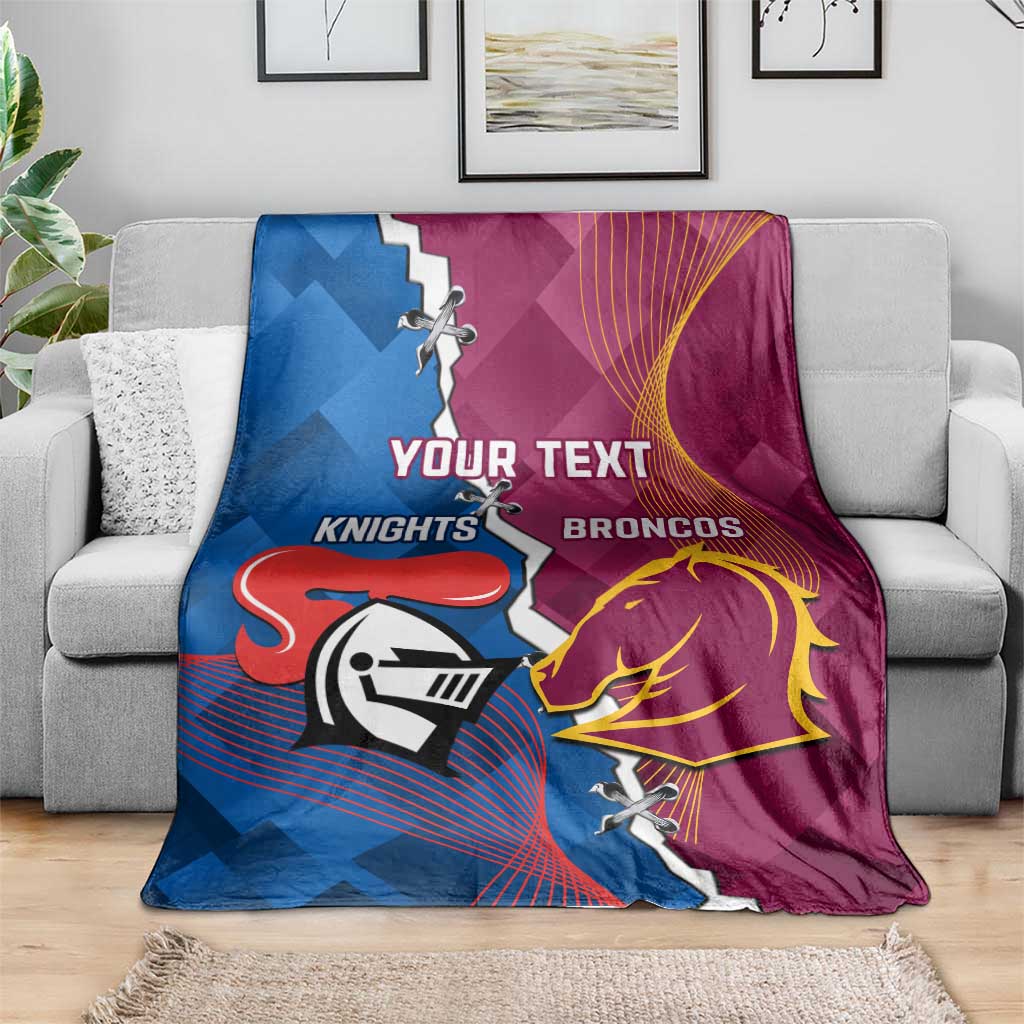 Custom Broncos And Knights Rugby Blanket Dynamic Version