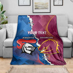 Custom Broncos And Knights Rugby Blanket Dynamic Version