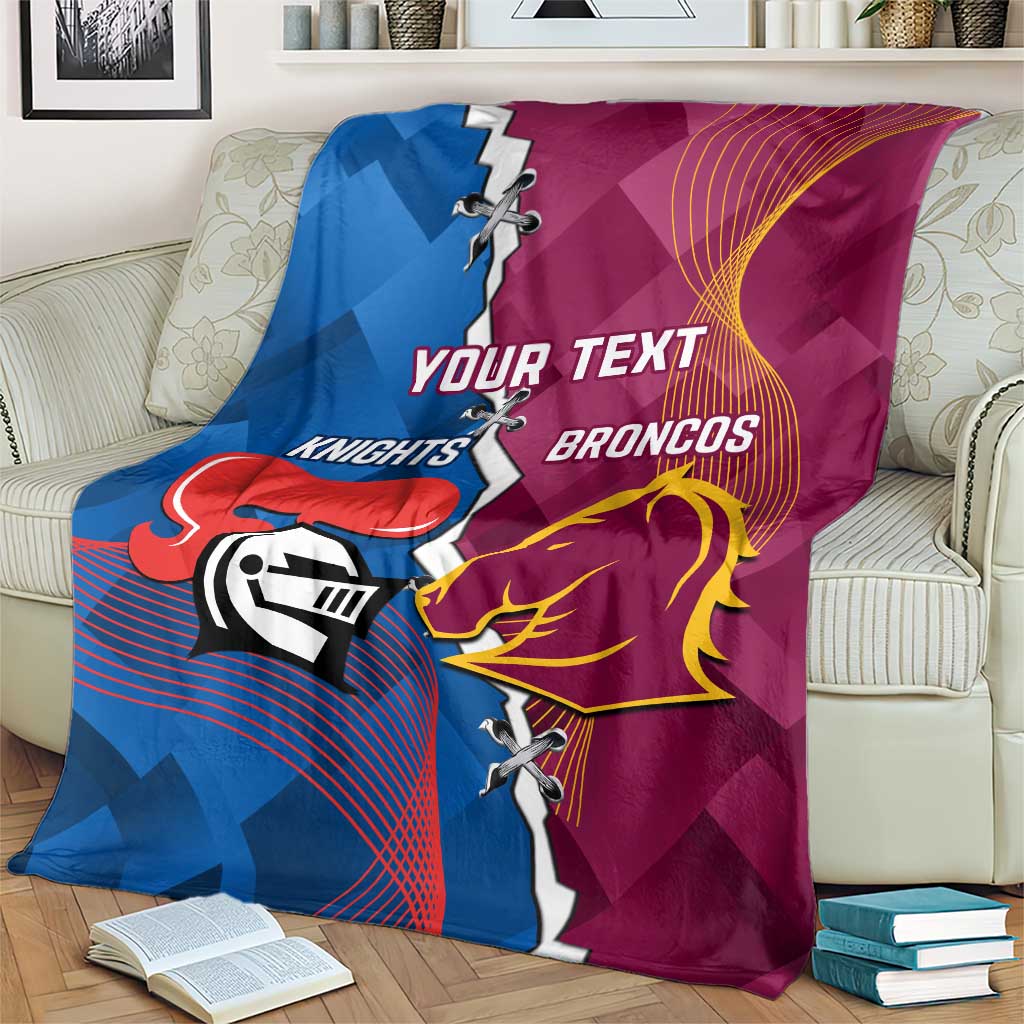 Custom Broncos And Knights Rugby Blanket Dynamic Version