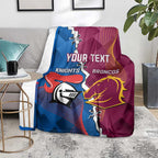 Custom Broncos And Knights Rugby Blanket Dynamic Version