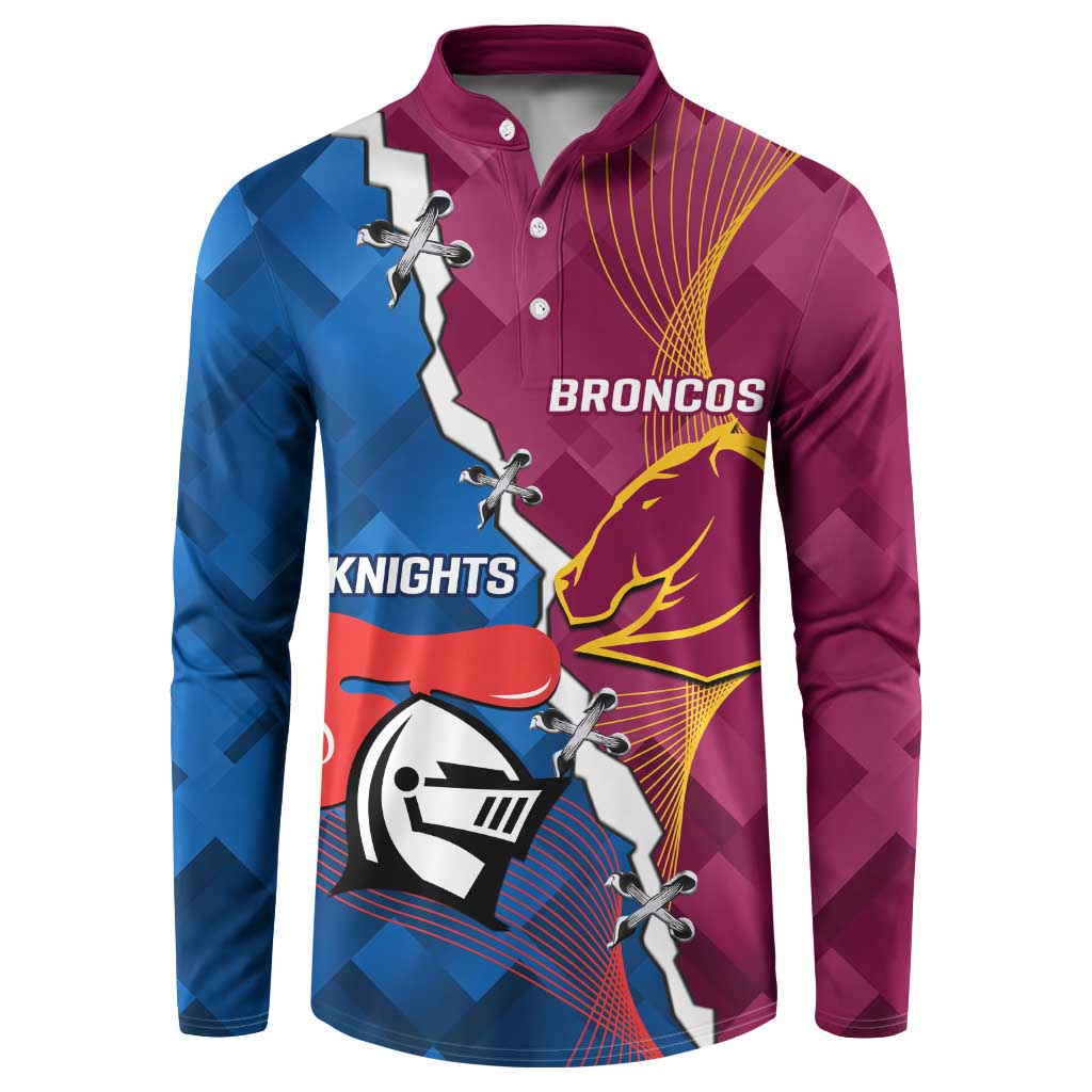 Custom Broncos And Knights Rugby Button Sweatshirt Dynamic Version
