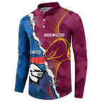 Custom Broncos And Knights Rugby Button Sweatshirt Dynamic Version