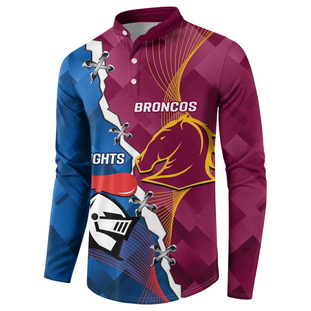 Custom Broncos And Knights Rugby Button Sweatshirt Dynamic Version
