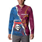Custom Broncos And Knights Rugby Button Sweatshirt Dynamic Version