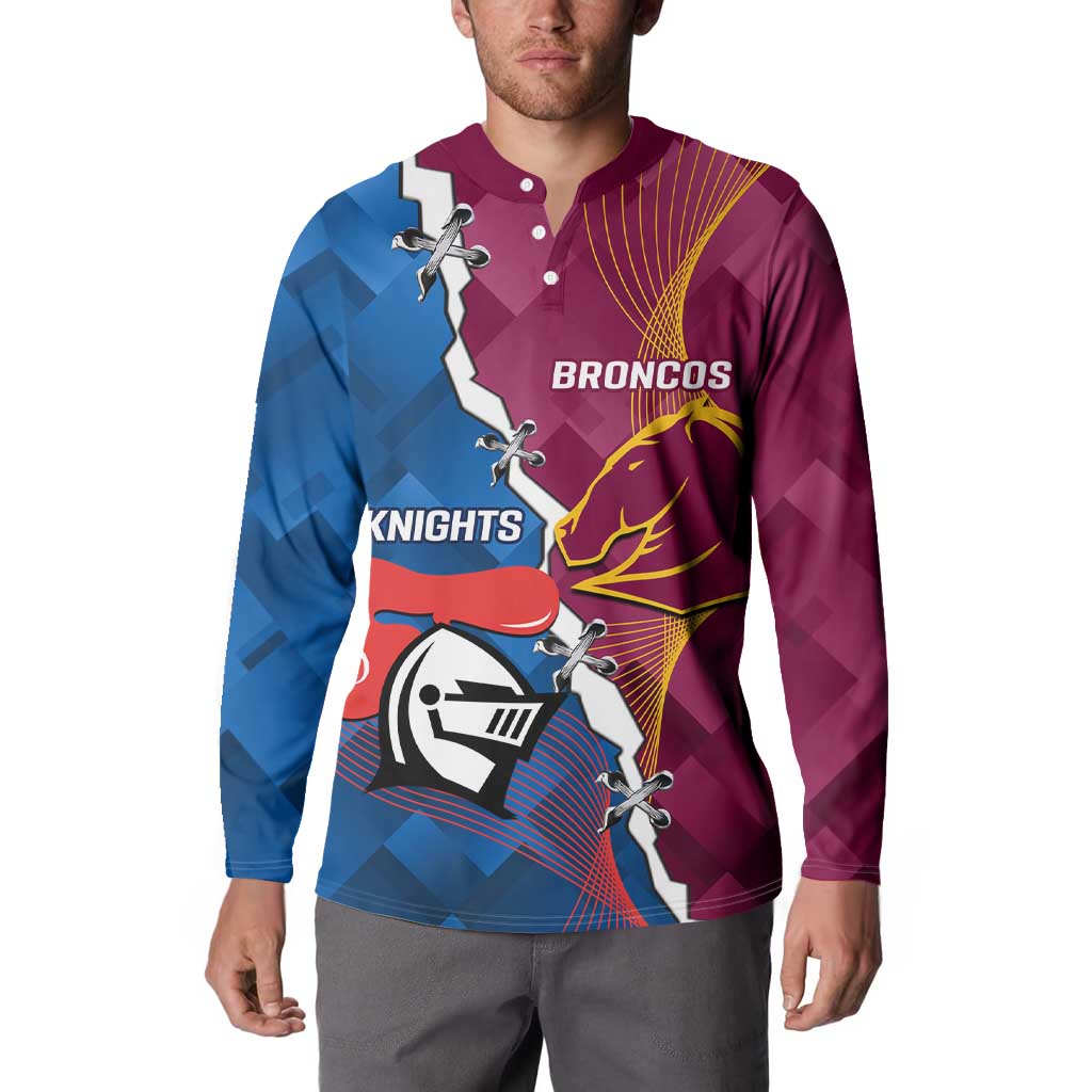 Custom Broncos And Knights Rugby Button Sweatshirt Dynamic Version