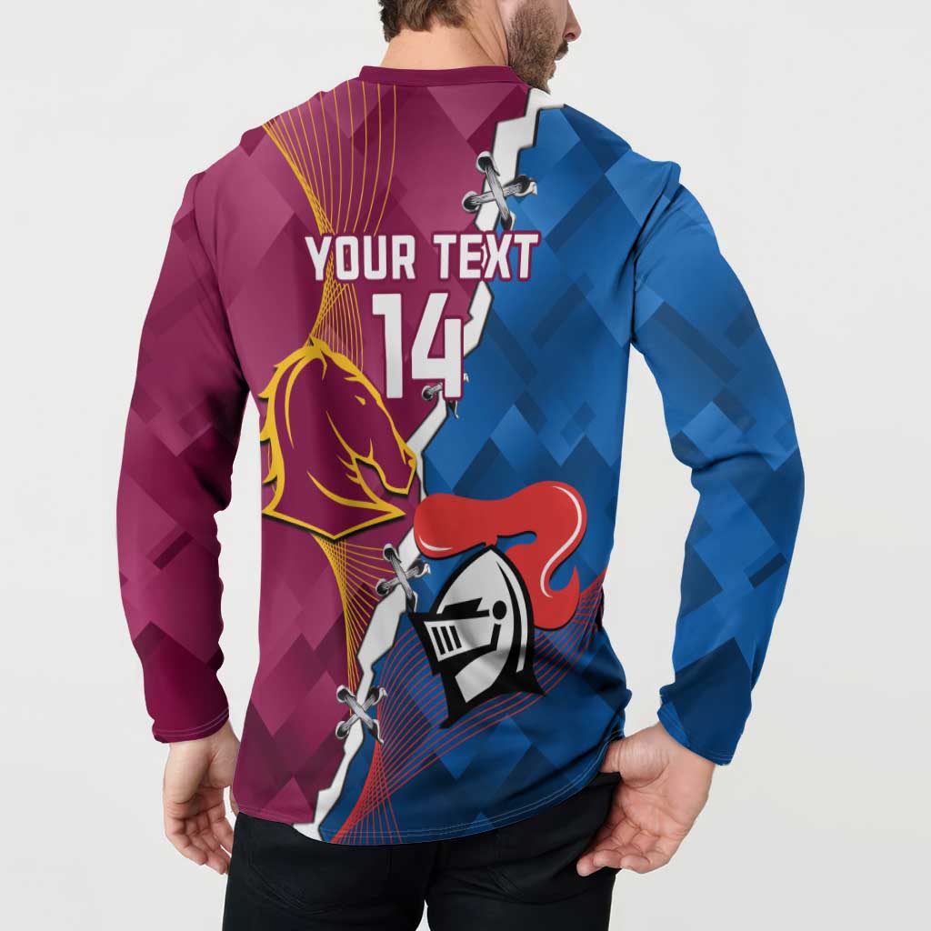 Custom Broncos And Knights Rugby Button Sweatshirt Dynamic Version