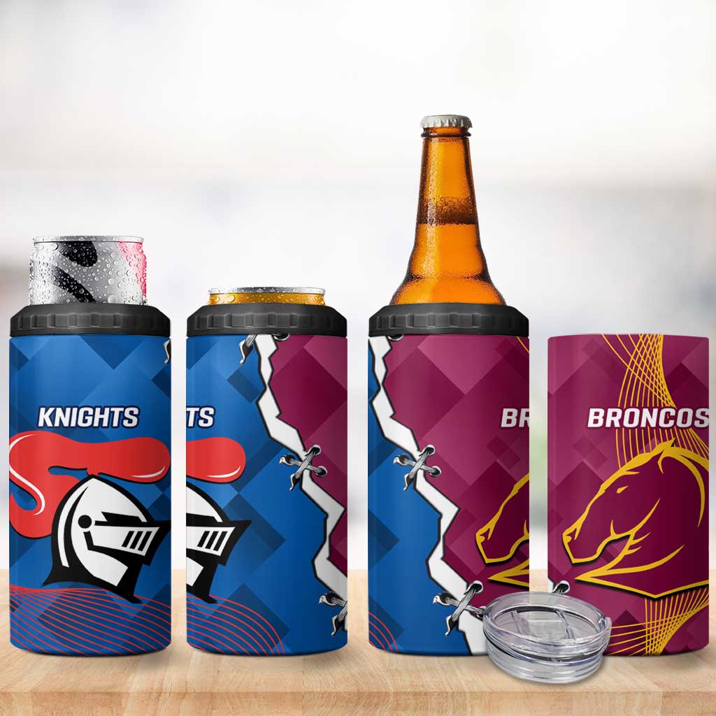 Broncos And Knights Rugby 4 in 1 Can Cooler Tumbler Dynamic Version