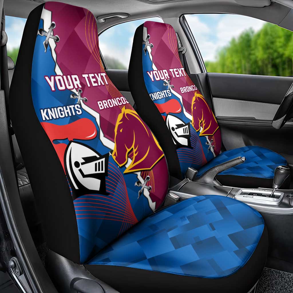 Custom Broncos And Knights Rugby Car Seat Cover Dynamic Version