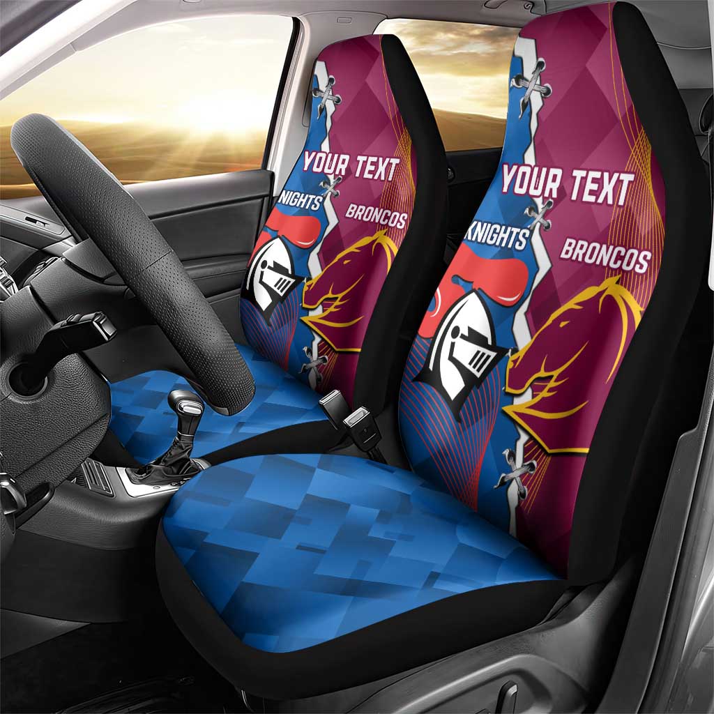 Custom Broncos And Knights Rugby Car Seat Cover Dynamic Version